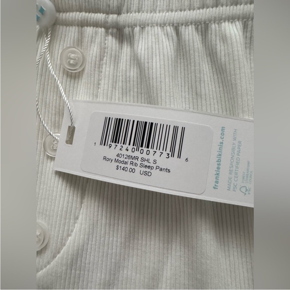 🆕 Frankie's Bikinis Rory Modal Rib Sleep Pants Seashell White size Small SO SOFT - Picture 6 of 13